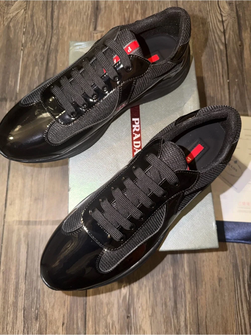 Prada Black Patent & Mesh Men's Sneakers Eur 45 (Men’s 11)